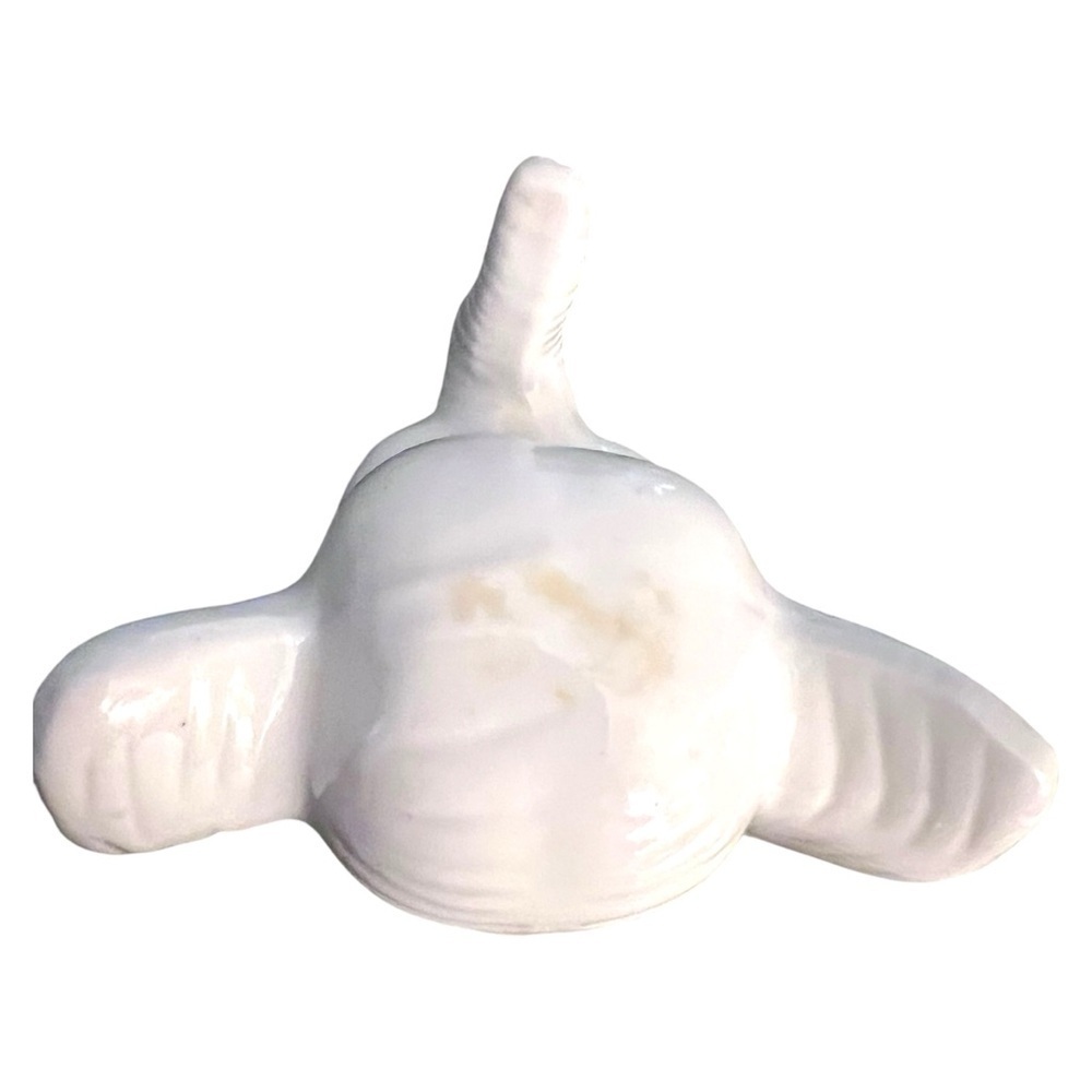 Vintage Lucky Elephant Ring Holder Trinket Figurine Trunk Up White Ceramic 3” - Picture 5 of 9